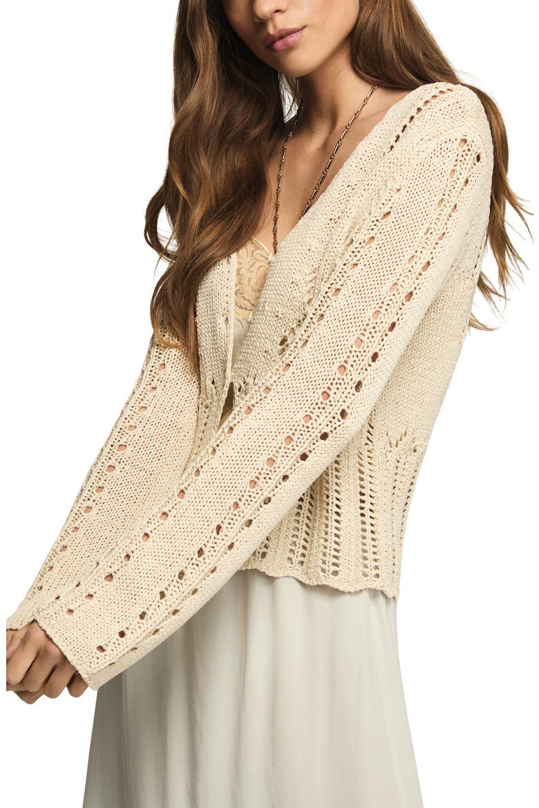 Pointelle Crop Cardigan, Alternate, color, TURTLEDOVE
