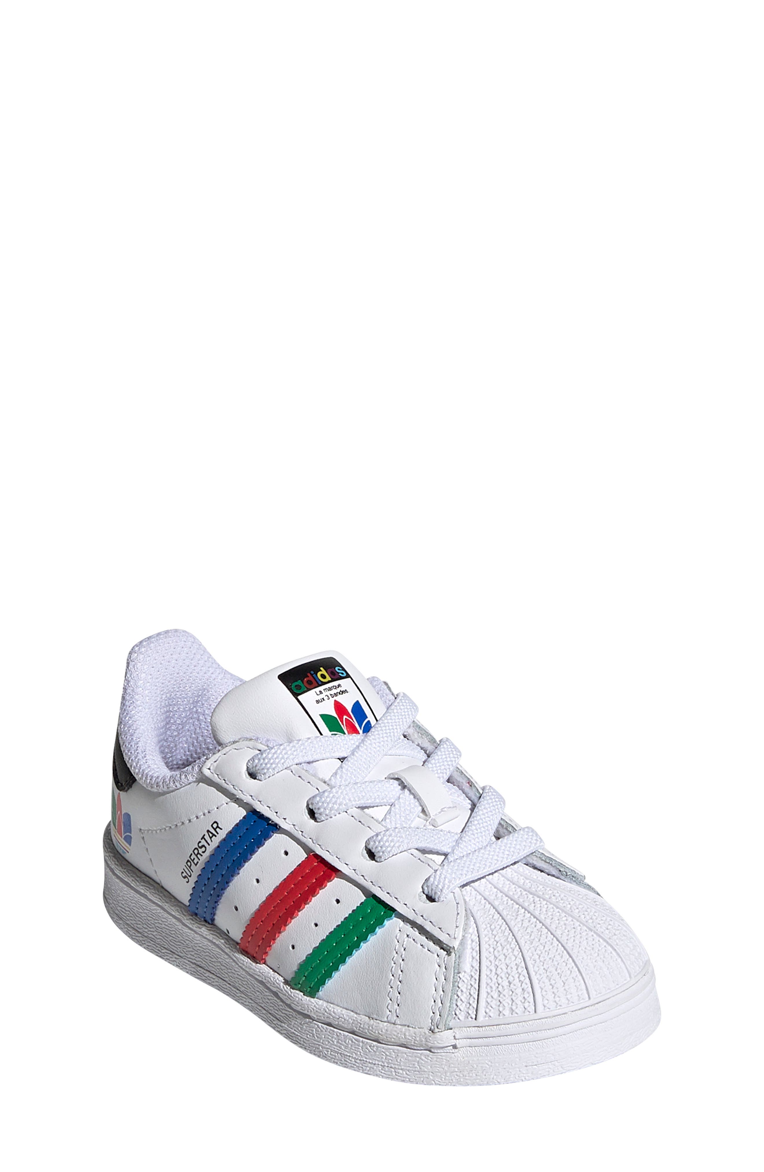 Kids' Superstar Sneaker, Main, color, WHITE/ GREEN/ CORE BLACK