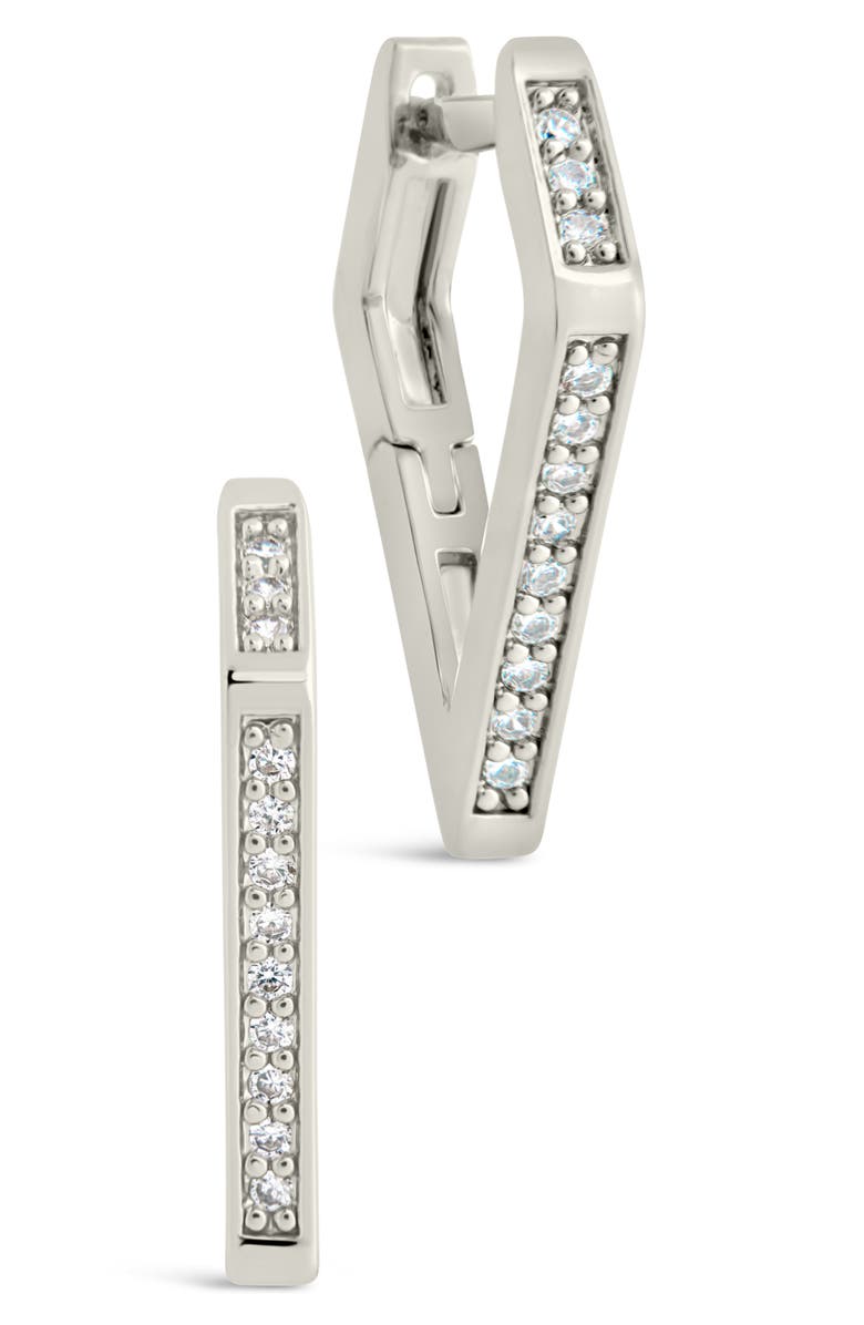 Sterling Forever Katalina Cubic Zirconia Hoop Earrings, Main, color, Silver