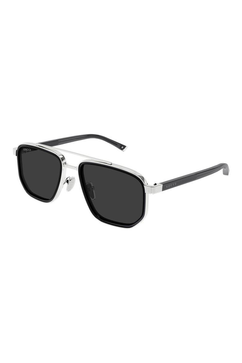 55mm Square Sunglasses, Alternate, color, SILVER / GREY LENS