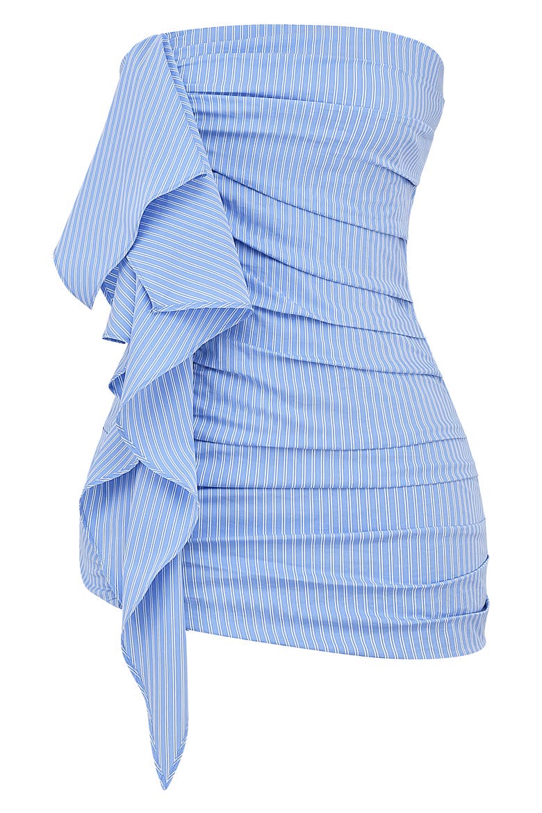 Side Drape Strapless Minidress, Alternate, color, BLUE