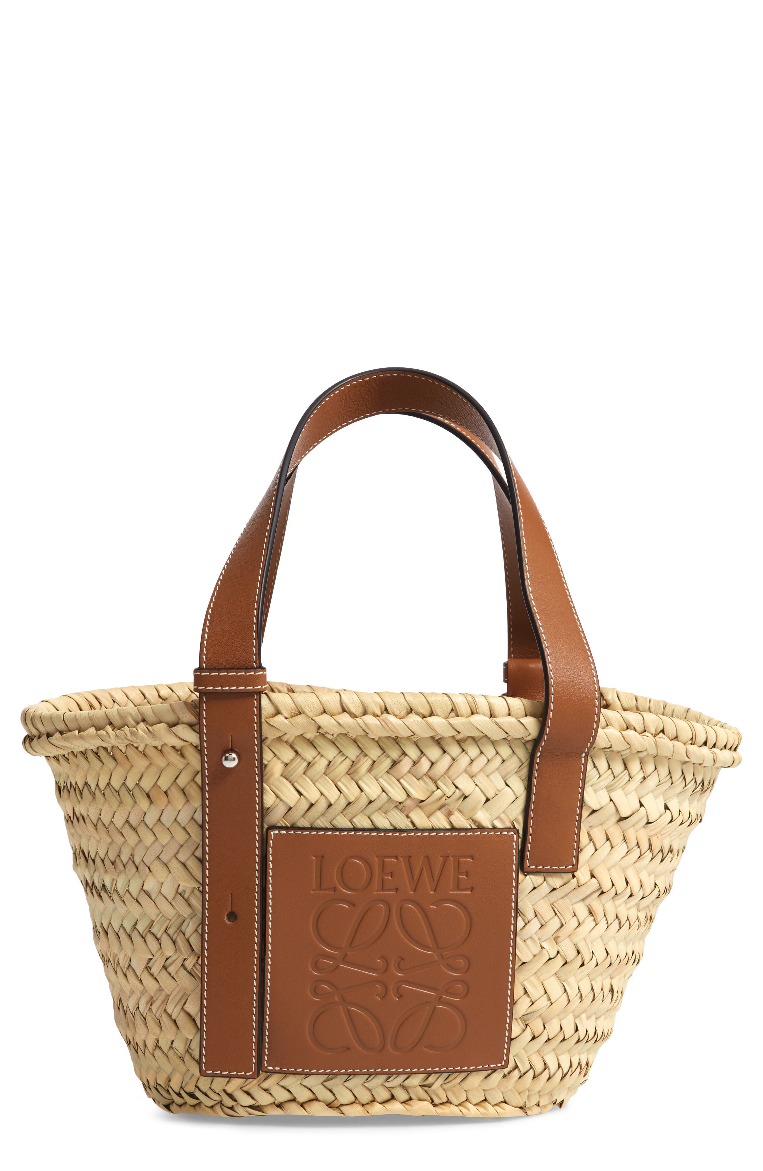 Loewe Small Logo Straw Tote, Main, color, 