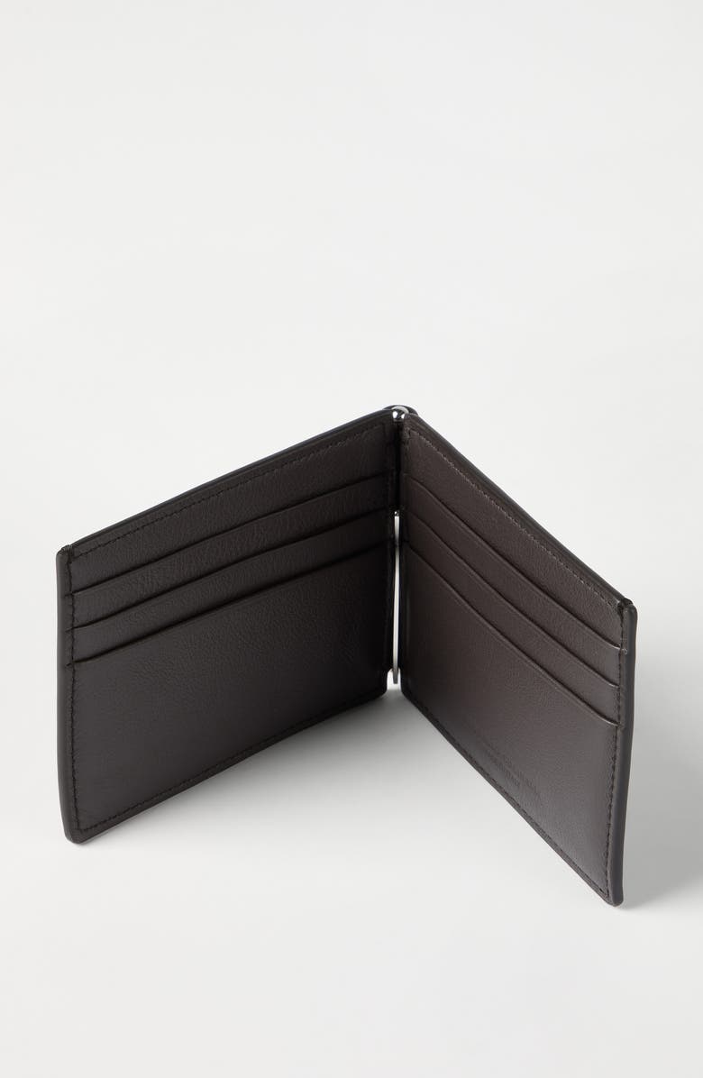 Brunello Cucinelli Calfskin money clip wallet, Alternate, color, Chocolate
