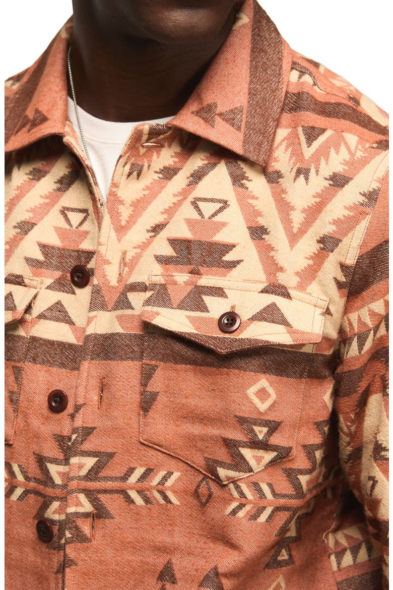 Geo Jacquard Button-Up Shirt Jacket, Alternate, color, RED MULTI