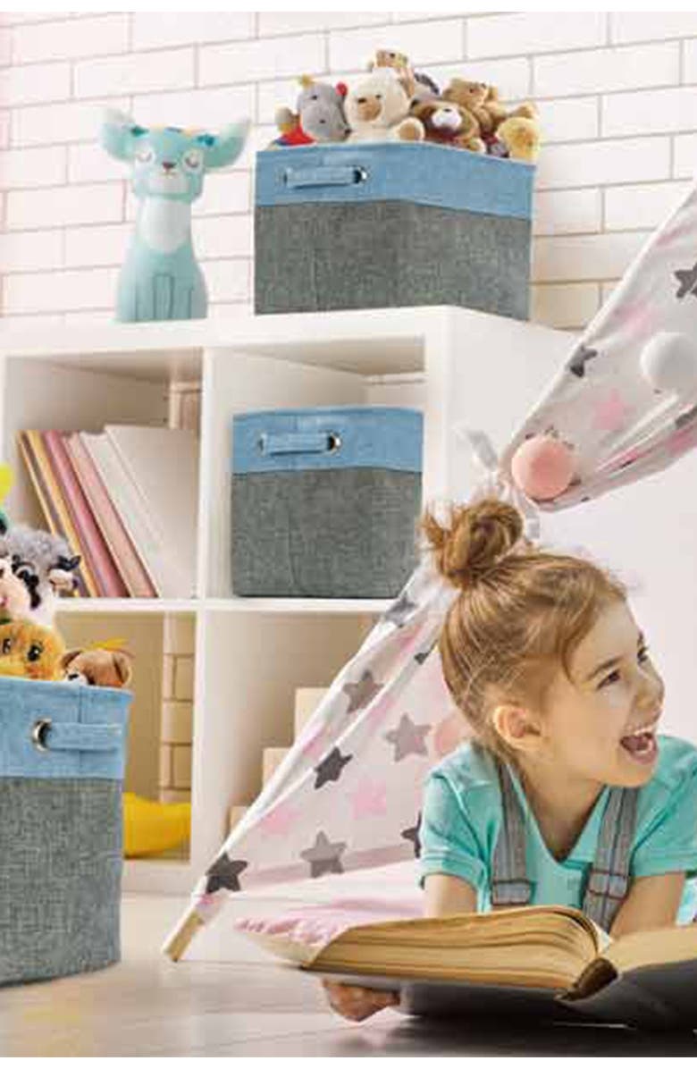 SORBUS Aqua Twill Storage Basket - Set of 3, Alternate, color, Aqua