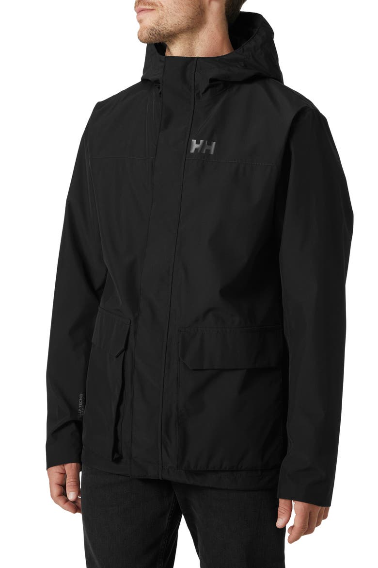 T2 Utility Hooded Rain Jacket, Main, color, BLACK