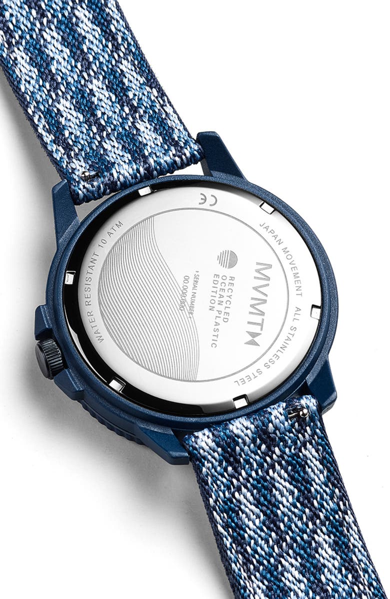 MVMT WATCHES MVMT Ocean Plastic Nylon Strap Watch, 45mm, Alternate, color, 