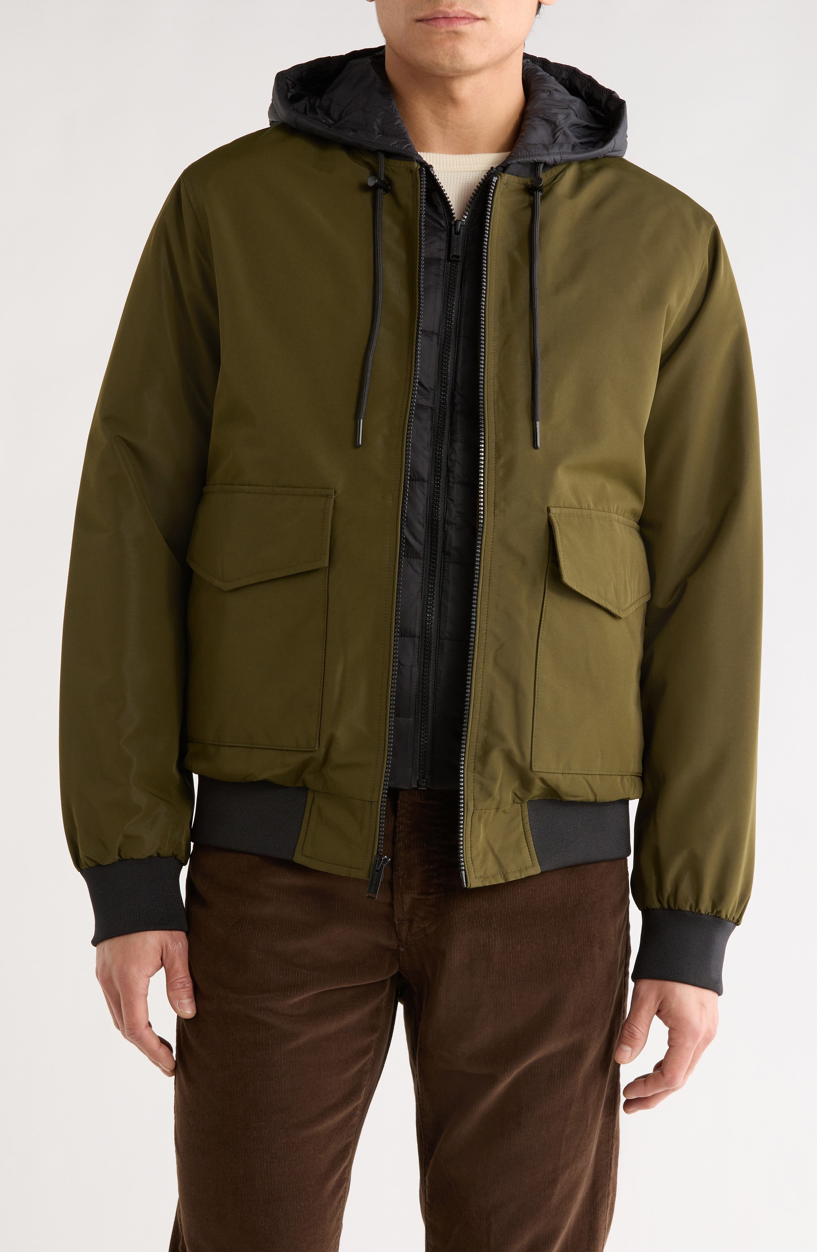 Michael Kors Broxton Hooded Dickey Bomber Jacket