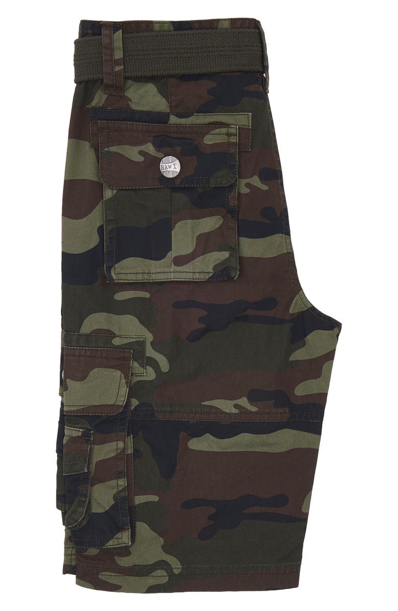 XRAY Kids' Belted Cotton Twill Cargo Shorts, Alternate, color, Olive Camo