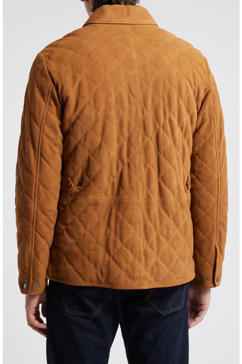 Suffolk Quilted Windproof & Water Resistant Suede Jacket, Alternate, color, WHISKEY