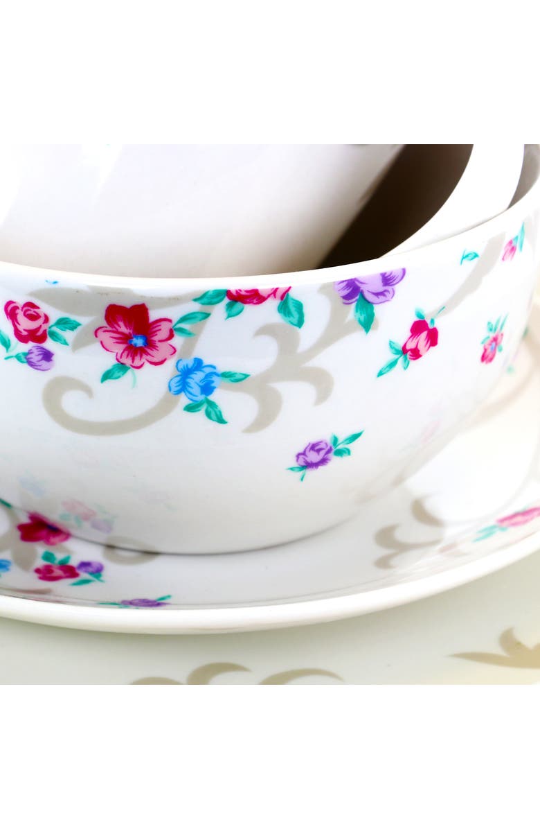 Gibson Home Floral Splash 16 Piece Round Fine Ceramic Dinnerware Set, Alternate, color, White