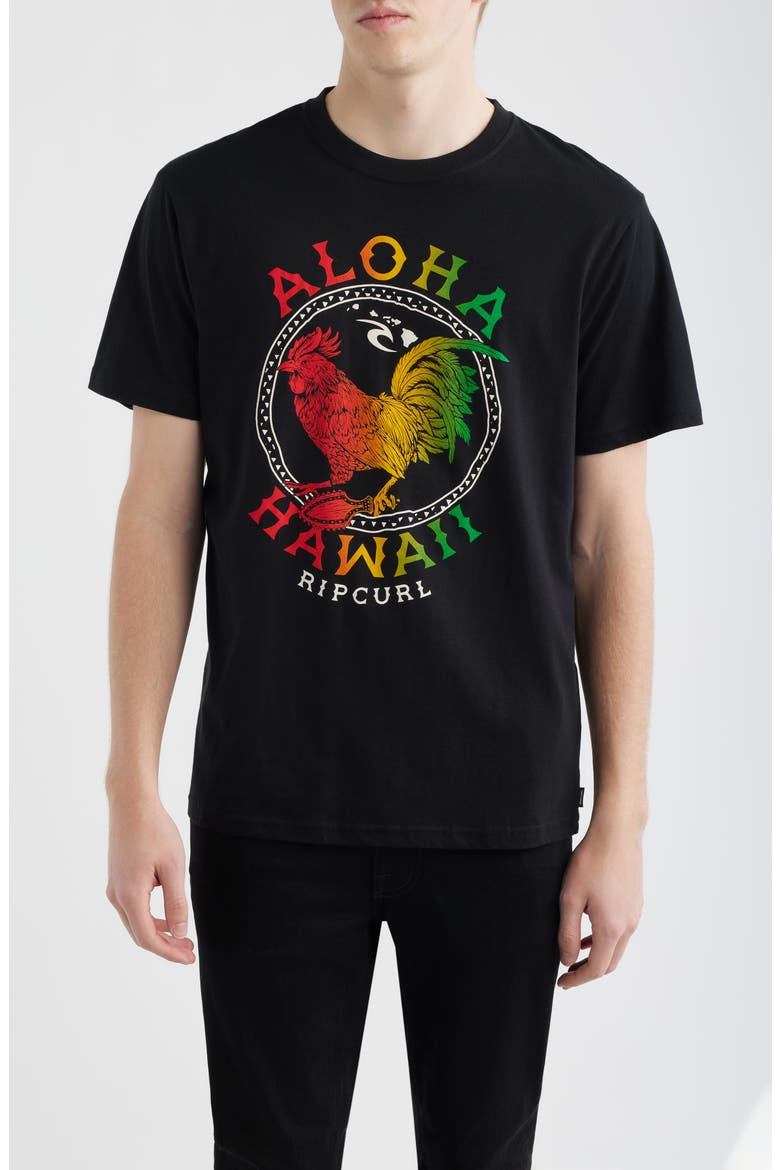Aloha Hawaii Roster Cotton Graphic T-Shirt, Main, color, BLACK