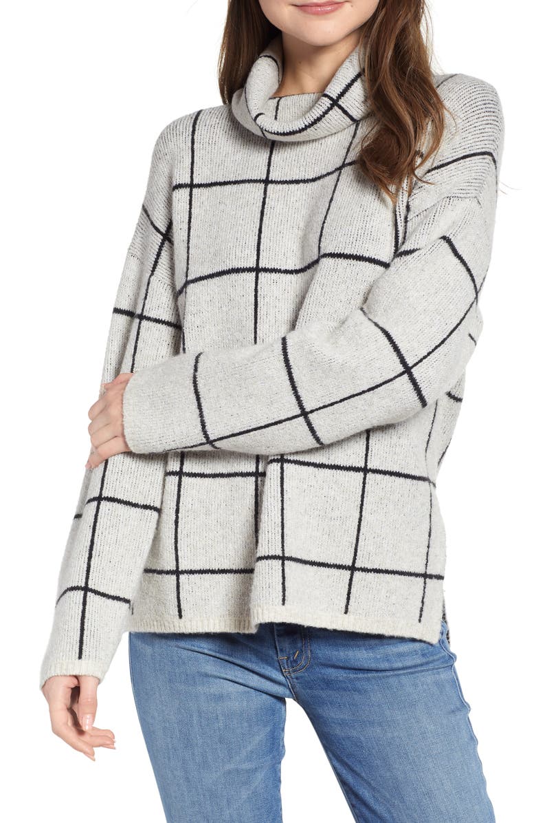 Madewell Windowpane Turtleneck Sweater, Main, color,