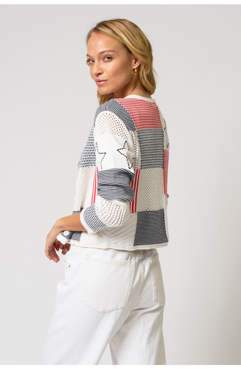 Central Park West Ralph Quilt Patchwork Cardi, Alternate, color, Red/White/Blue