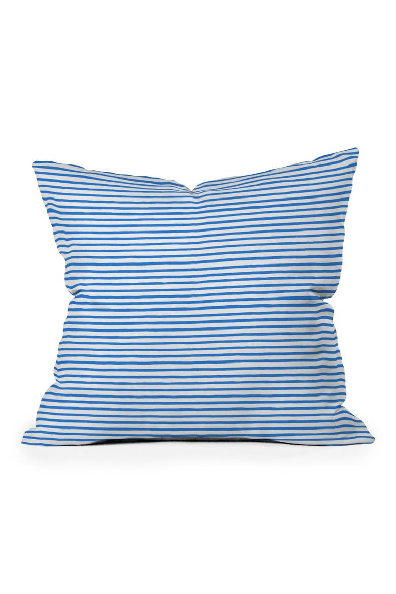 Blue Stripes Throw Pillow, Main, color, WHITE