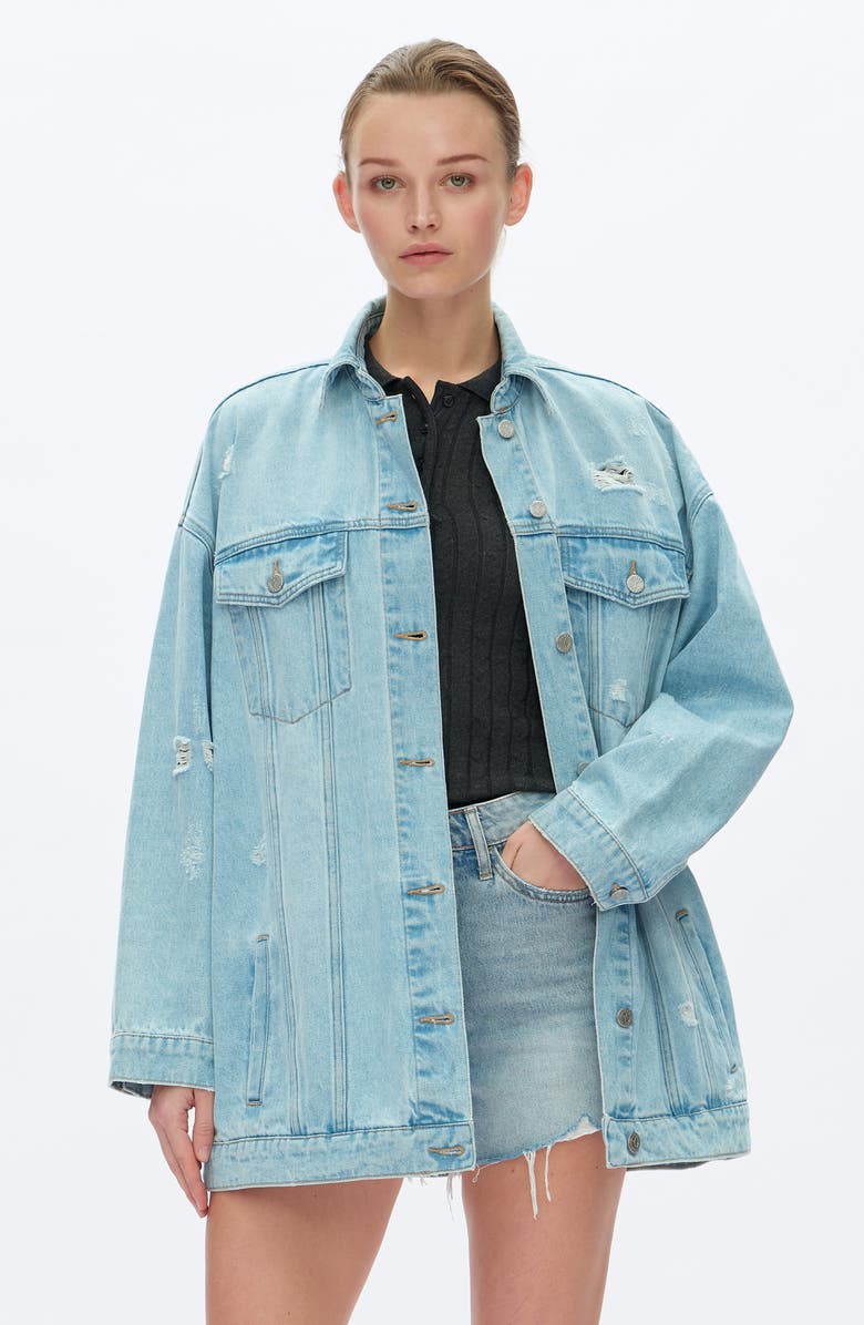 Bayeas Loose Denim Jacket, Alternate, color, Light Blue