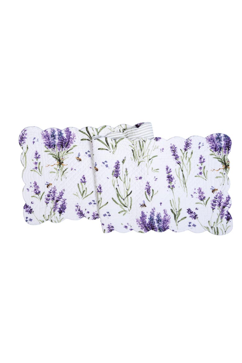 Lavender Fields Graphic Print 100% Cotton Quilted Table Runner 14" x 51", Main, color, Green