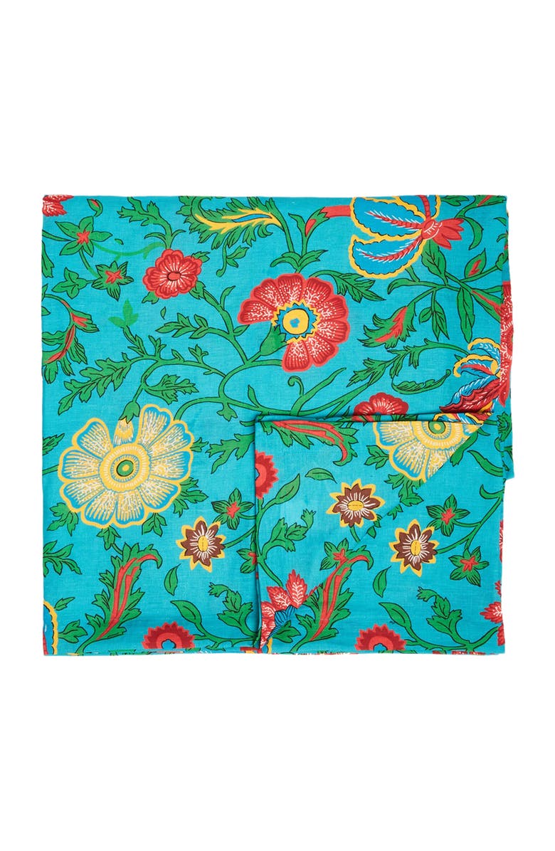 La DoubleJ Small Tablecloth (180X180) Dragon Flower Turche Turquoise, Main, color, Dragon Flower Turche Turquoise