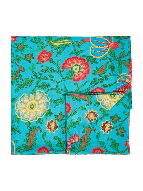 Small Tablecloth (180X180) Dragon Flower Turche Turquoise