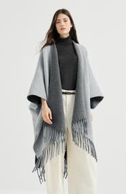 Brunello Cucinelli Wool and cashmere double knit reversible poncho