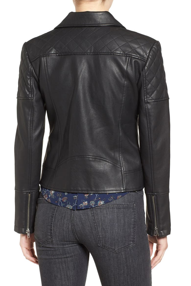 'Breck' Faux Leather Moto Jacket, Alternate, color, BLACK