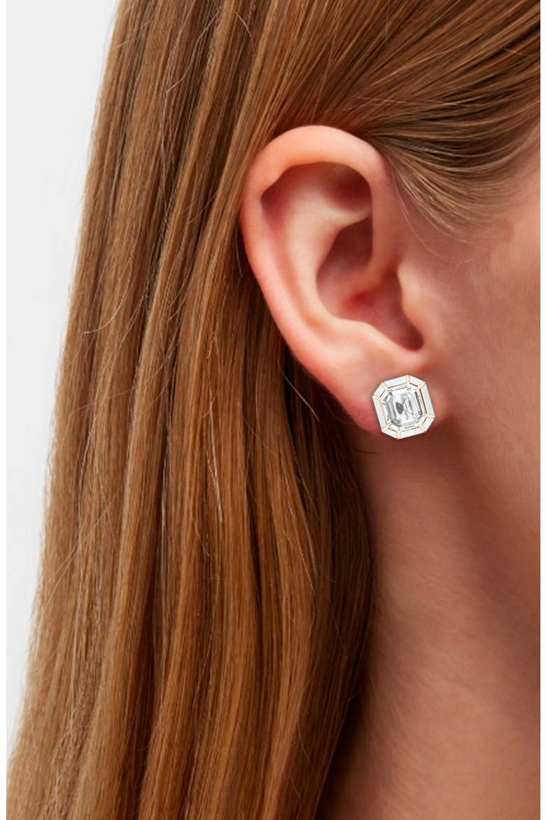 Mélange Emerald-Cut Stud Earrings, Alternate, color, CLEAR / WHITE