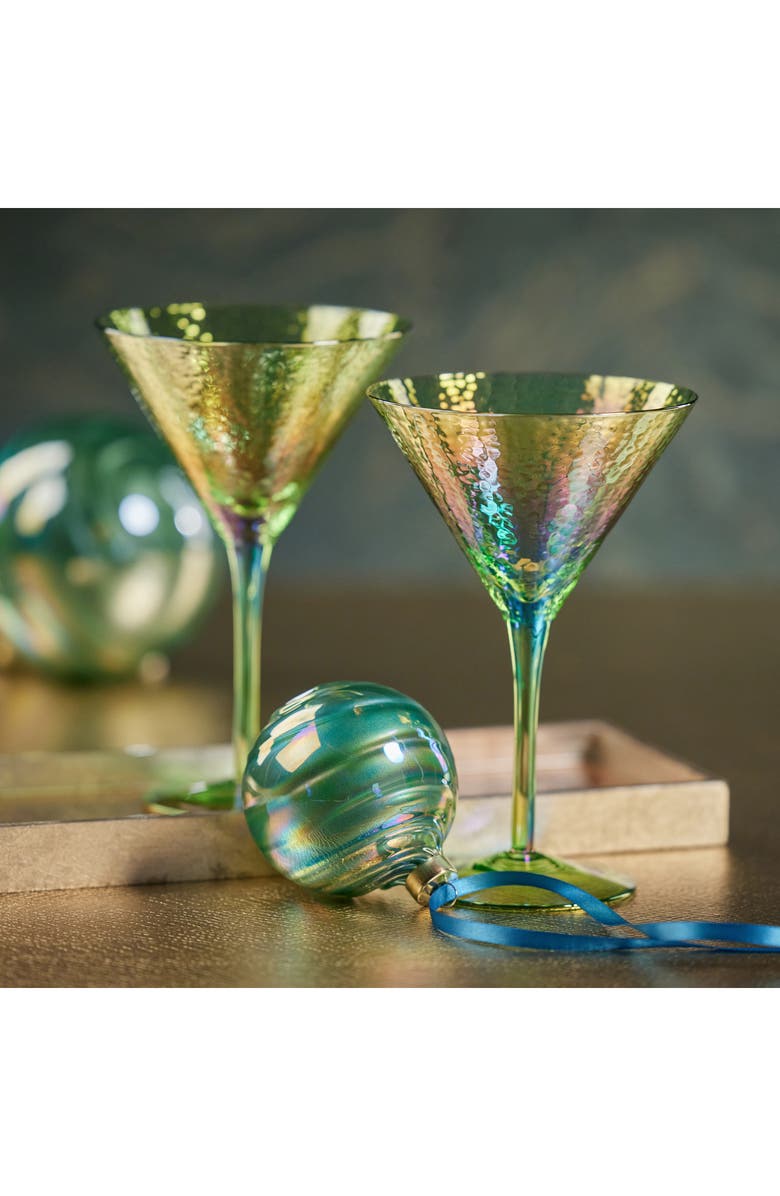 Zodax Set of 4 Aperitivo Martini Glasses, Alternate, color, Green