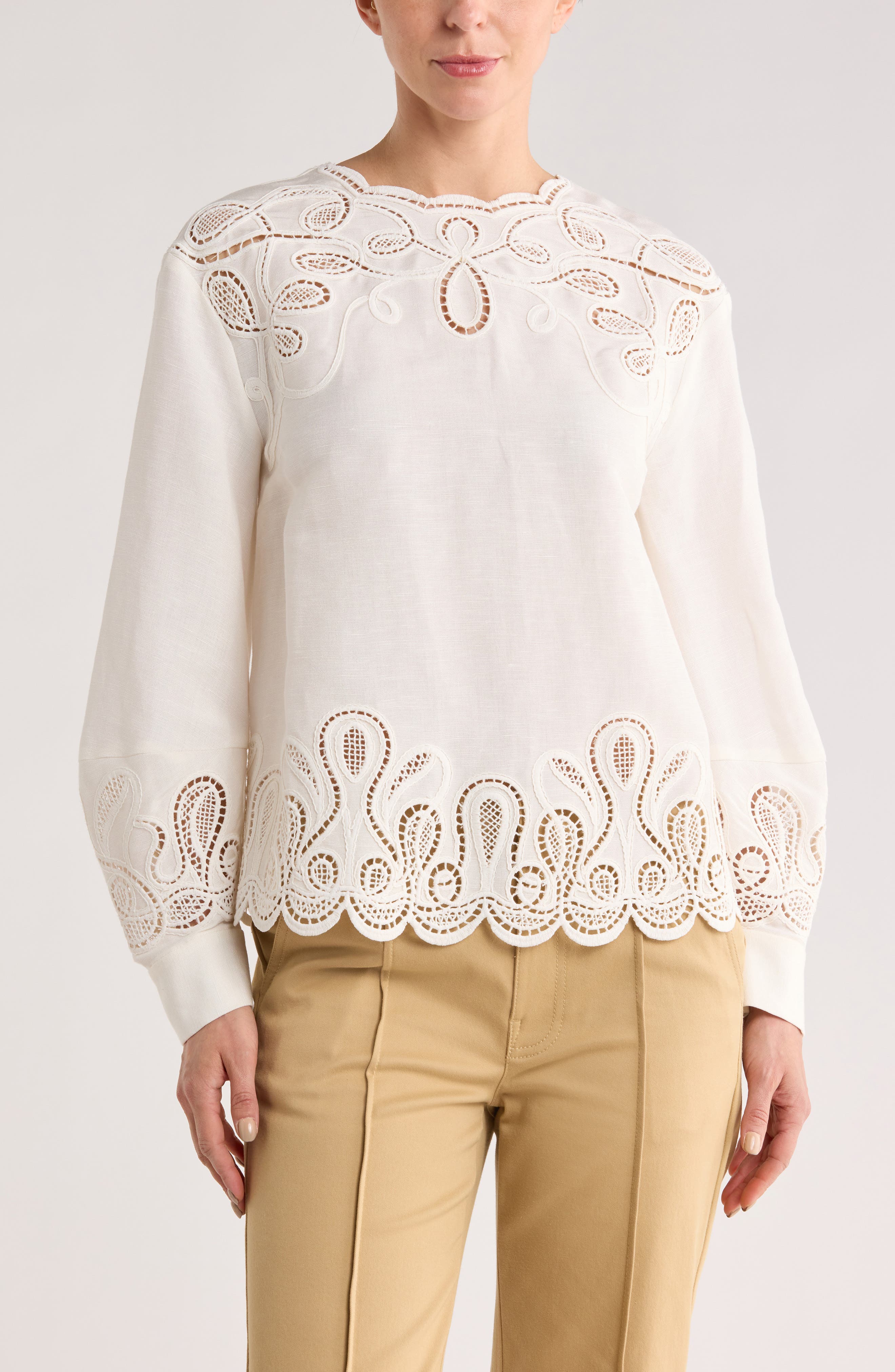 Simkhai Wendlyn Long Sleeve Linen Blend Top