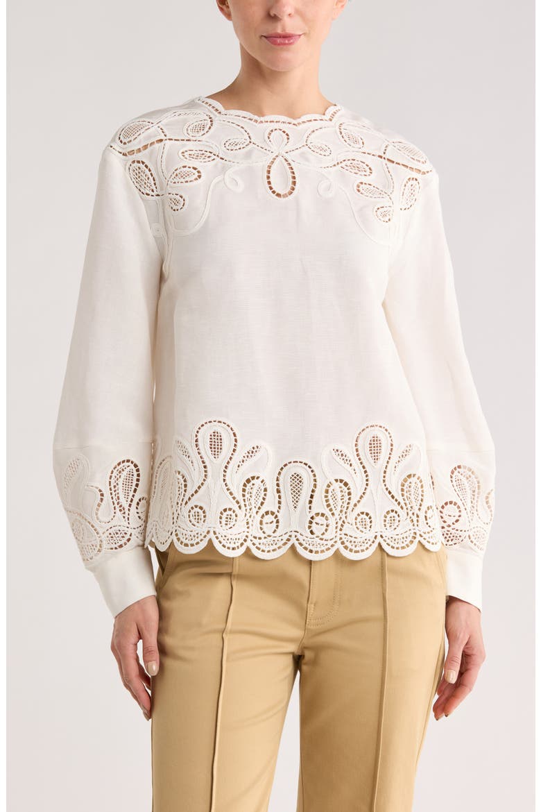 Wendlyn Long Sleeve Linen Blend Top, Main, color, IVORY