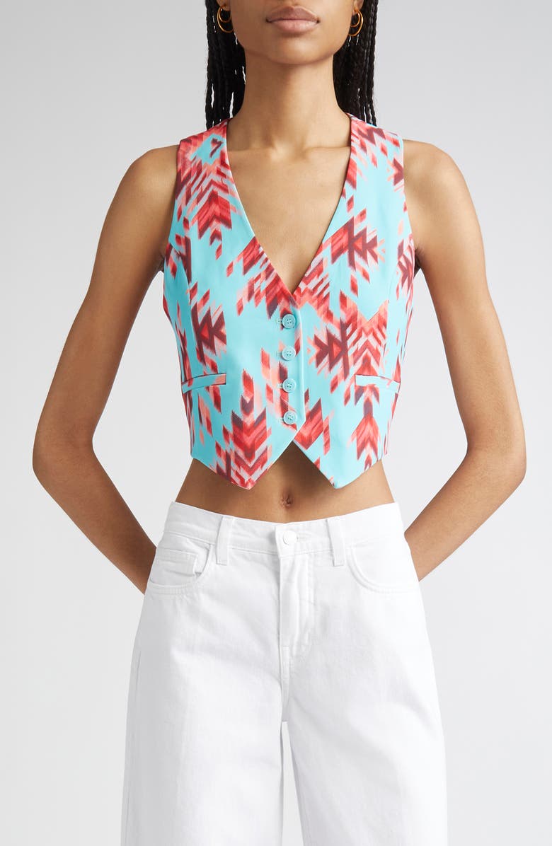 L'AGENCE Jianna Print Button-Up Vest, Main, color,