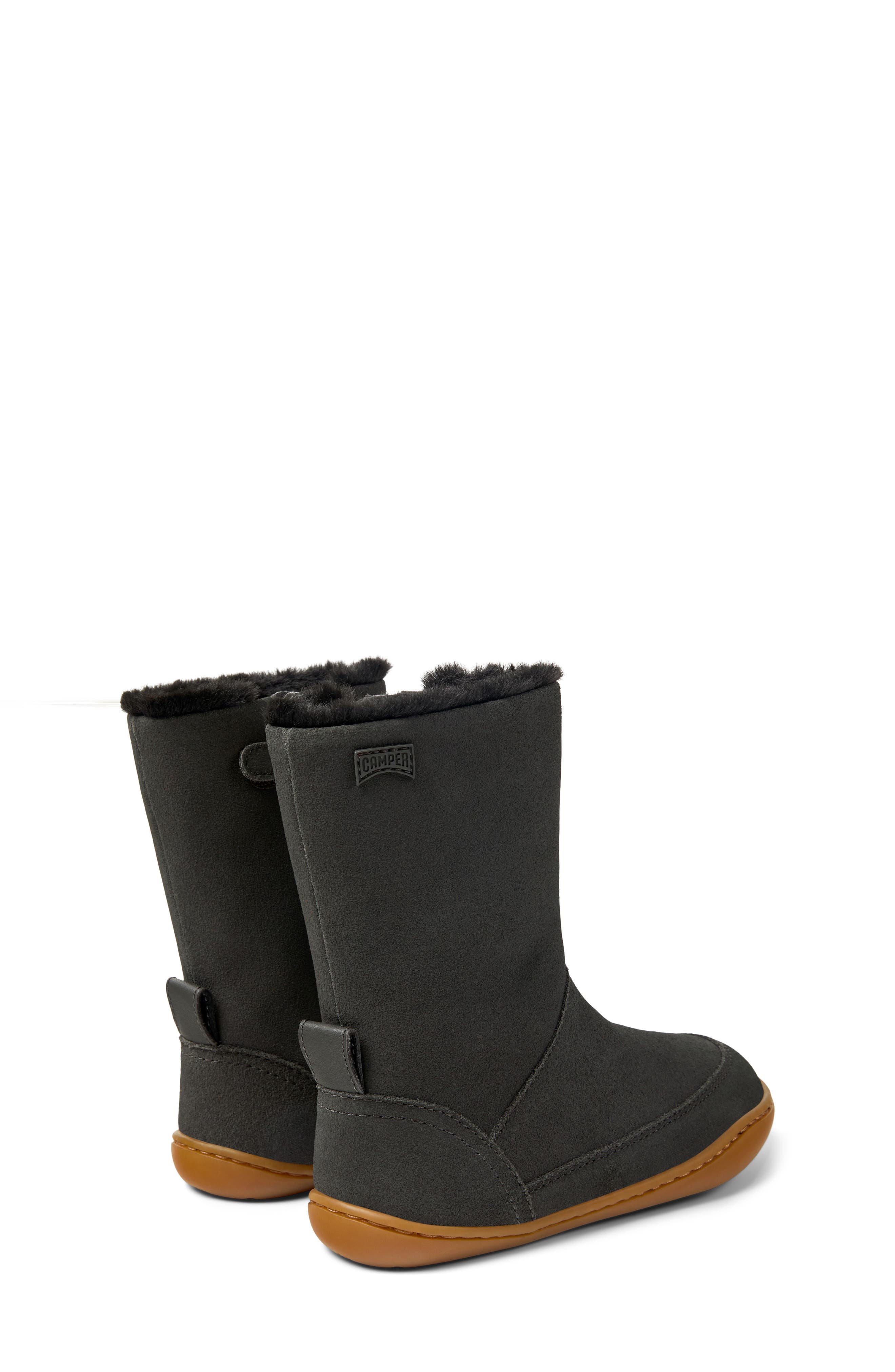 Camper Kids' Peu Cami Faux Fur Lined Boot, Alternate, color, Dark Gray
