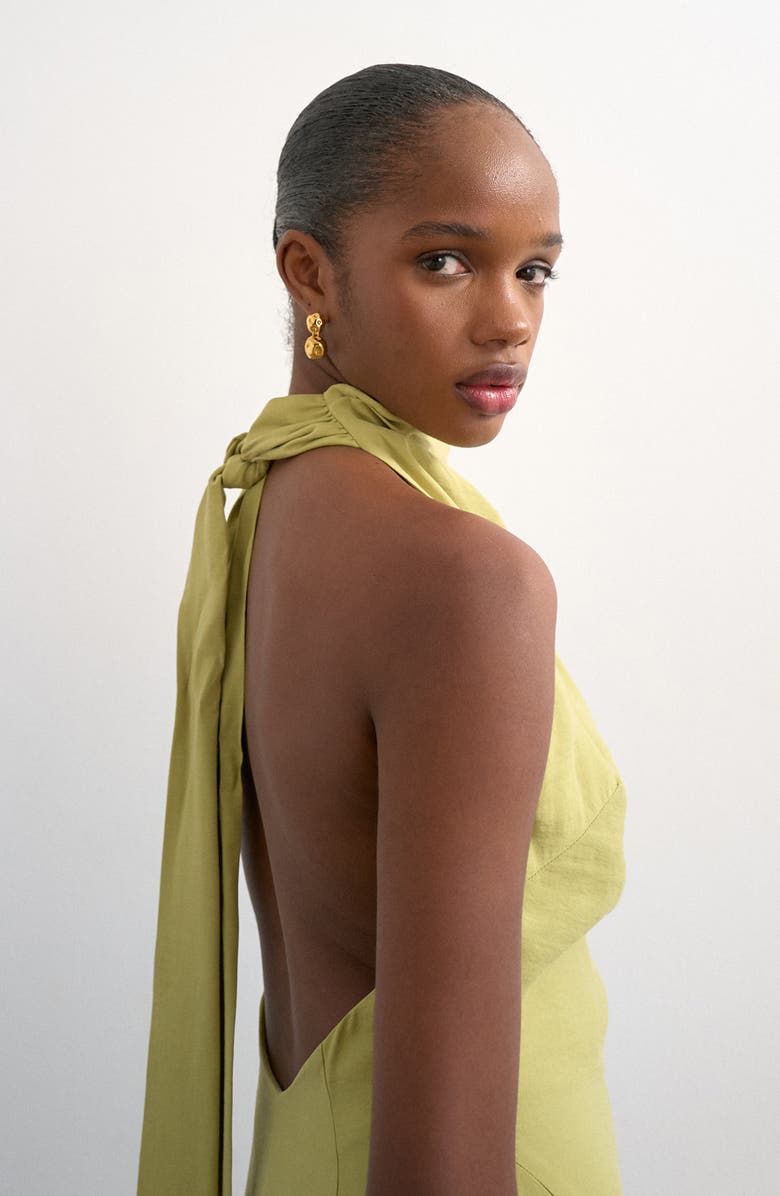 Topshop Halter Funnel Neck Open Back Maxi Dress, Alternate, color, 