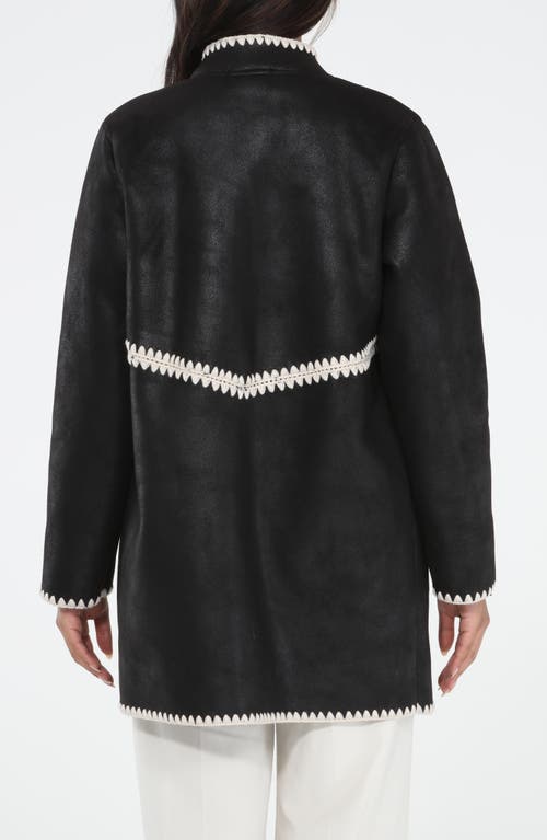 Rain And Rose Water Resistant Faux Suede Coat In Black