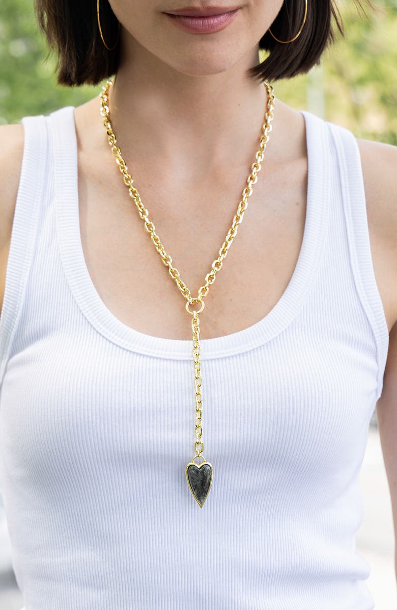 MARLYN SCHIFF Emilia Heart Charm Y-Necklace, Alternate, color,