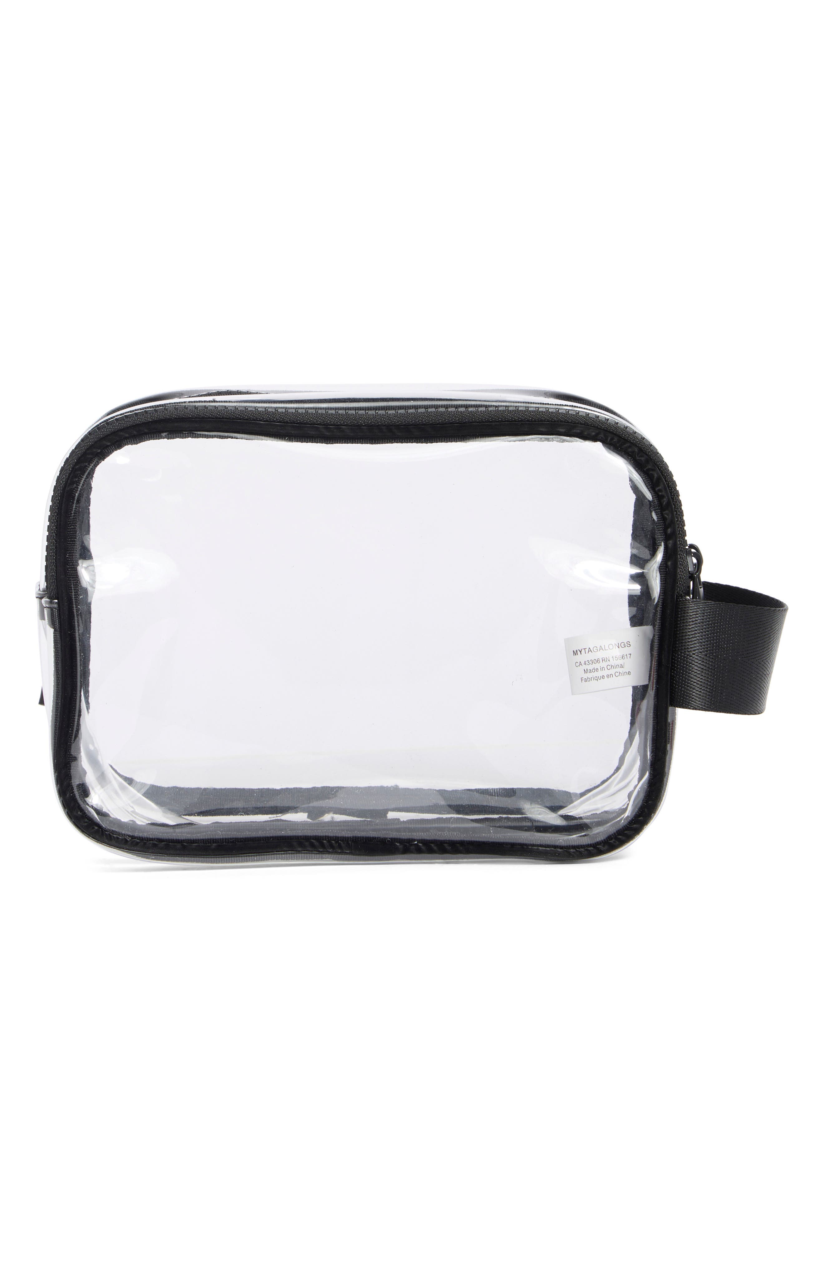 MYTAGALONGS Two-Zip Clear Dopp Kit, Alternate, color, Black