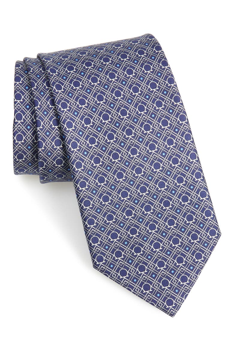 Salvatore Ferragamo Zen Silk Tie, Main, color, NAVY