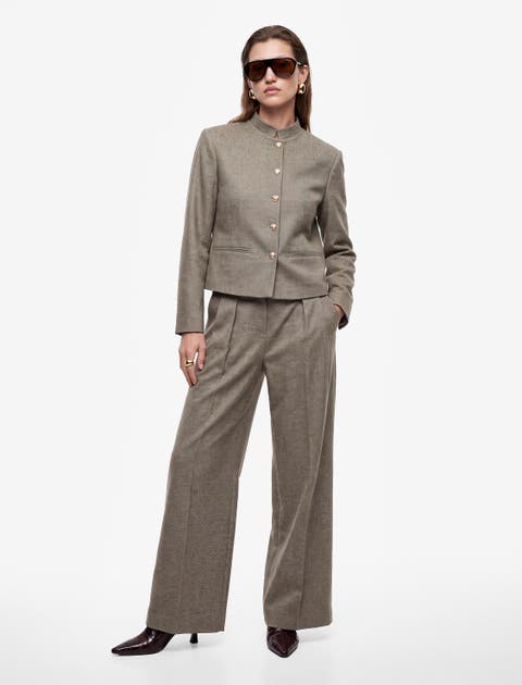High Rise Pleated Palazzo Trousers