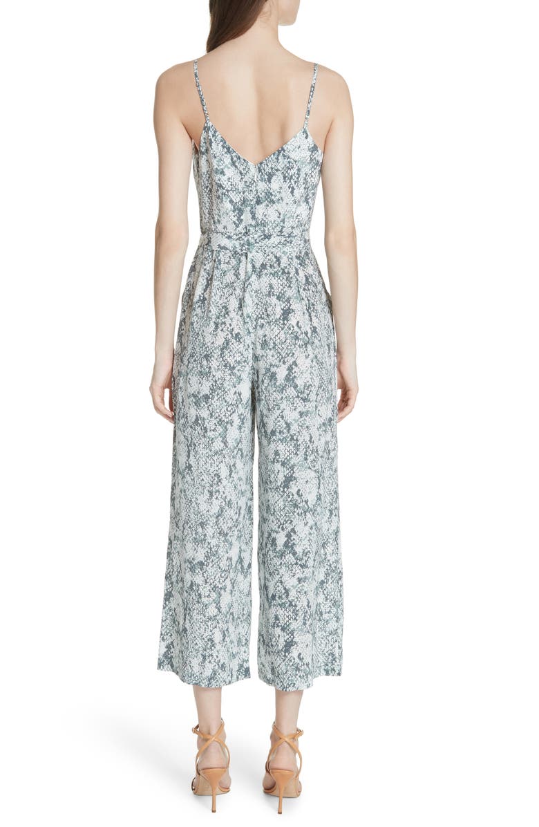 L'AGENCE Jaelyn Snake Print Silk Jumpsuit, Alternate, color, 