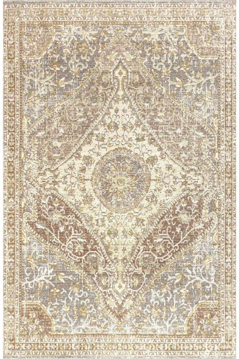 Petras Modern Ornate Medallion Area Rug, Main, color, Gray/Brown