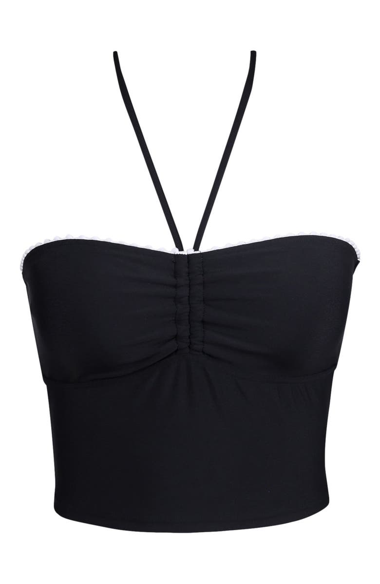 Swim Systems Pom Pom Dolly Crop Top Bikini Swimsuit, Alternate, color, Black