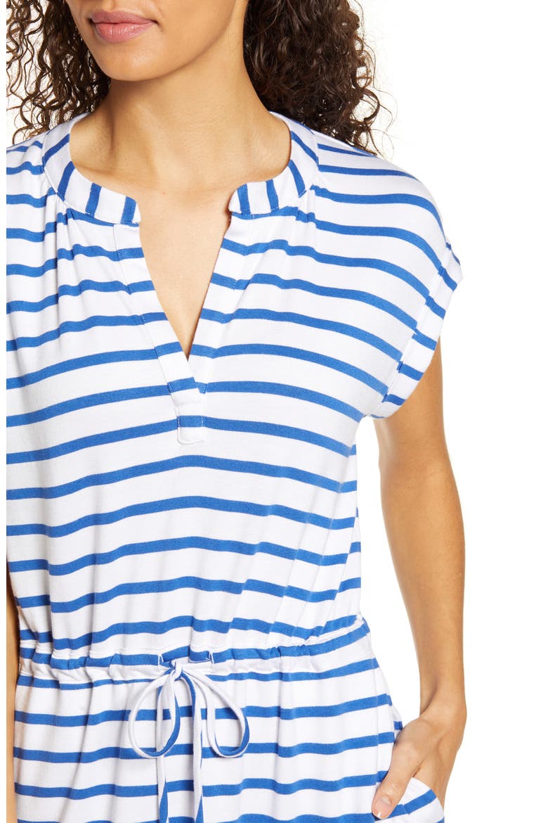 Gibson x Hi Sugarplum! Como Drawstring Jersey Dress, Alternate, color, BLUE GROTTO STRIPE