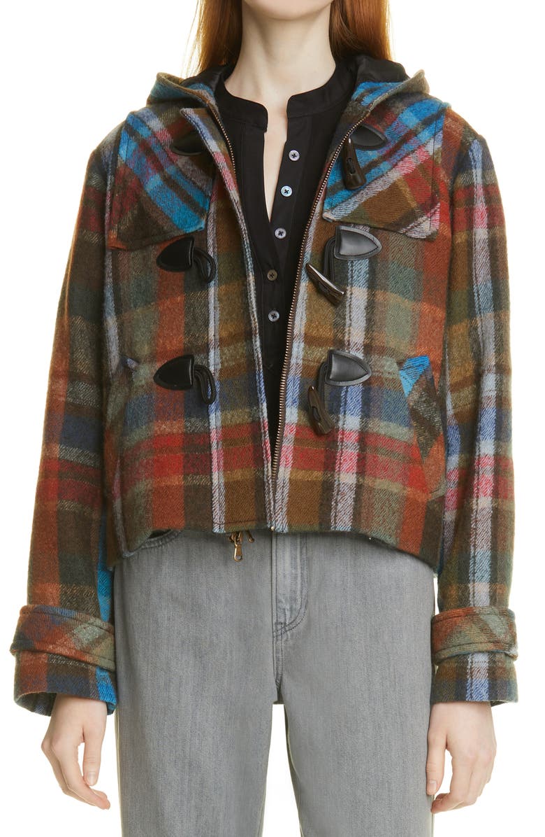 Veronica Beard Ianna Mix Plaid Wool Duffle Coat, Main, color, 