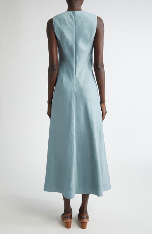 Shop Lafayette 148 New York Pleat Front Linen Blend Dress In Paper Blue
