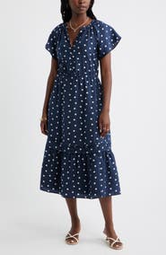 Caslon® Front Button Midi Dress