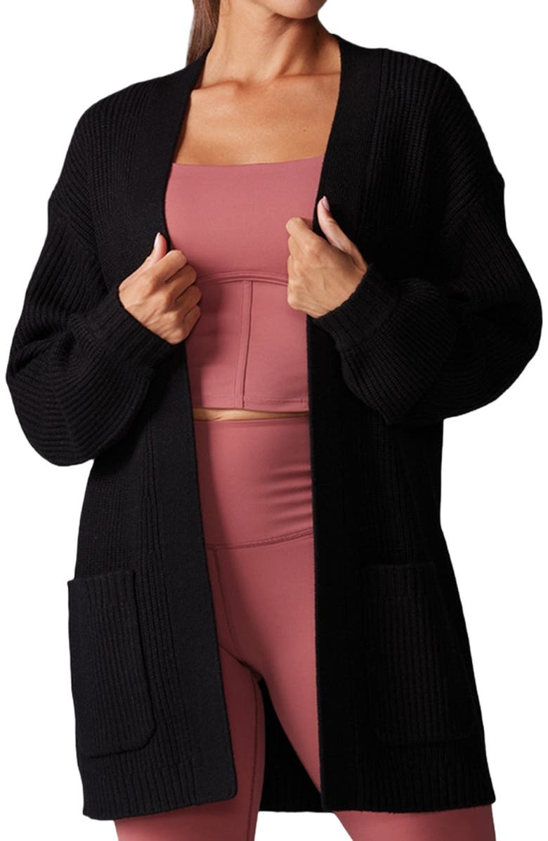 Tavi Alpine Long Cardigan, Alternate, color, Ebony