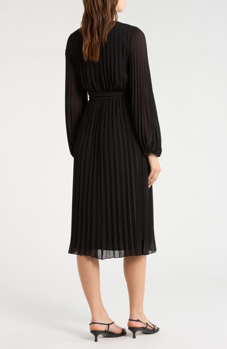 Sam Edelman Long Sleeve Plissé Maxi Dress, Alternate, color, Black