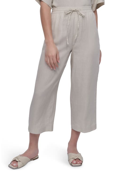 Drawstring Crop Linen Pants