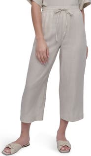 DKNY Drawstring Crop Linen Pants