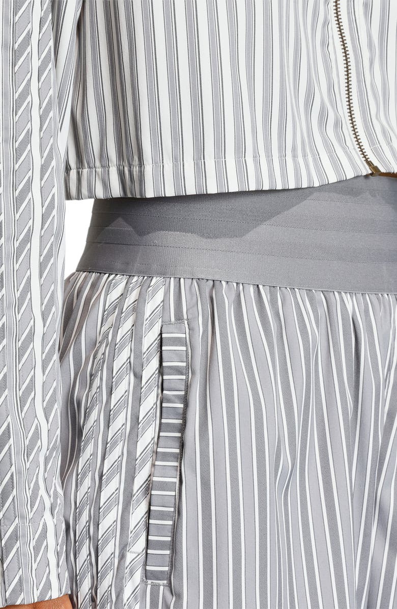 adidas Originals Stripe High Rise Poplin Short, Alternate, color, Grey Three/ Utility Black