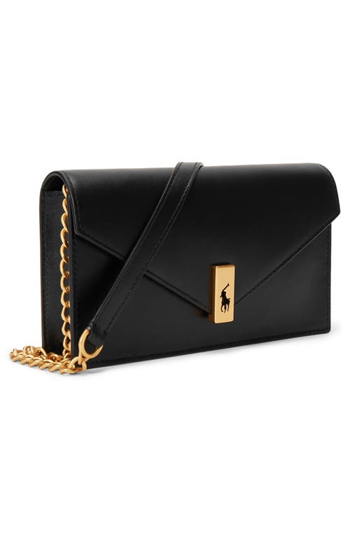 Polo Ralph Lauren Sport Calf Leather Chain Wallet In Black